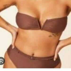 Andie Swim The Scala Top Strapless Bandeau in Espresso Size Medium NWT